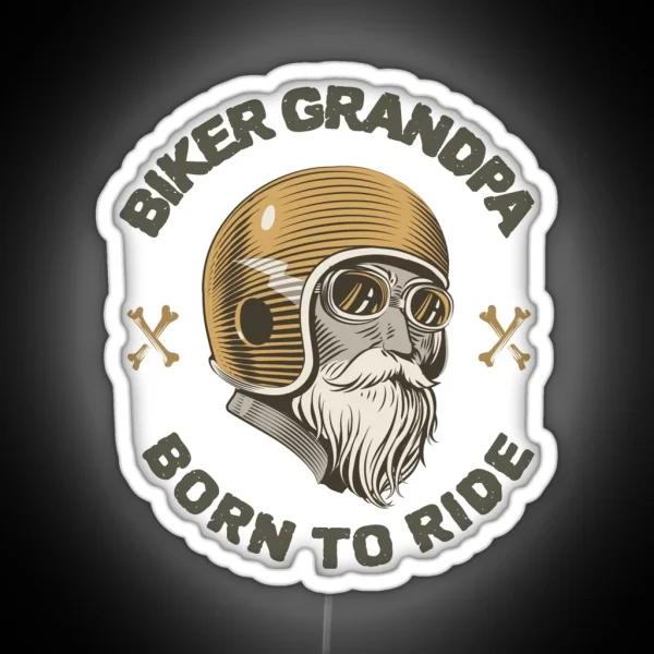 Biker Grandpa Motorcycle Grandfather Led RGB Neon Sign