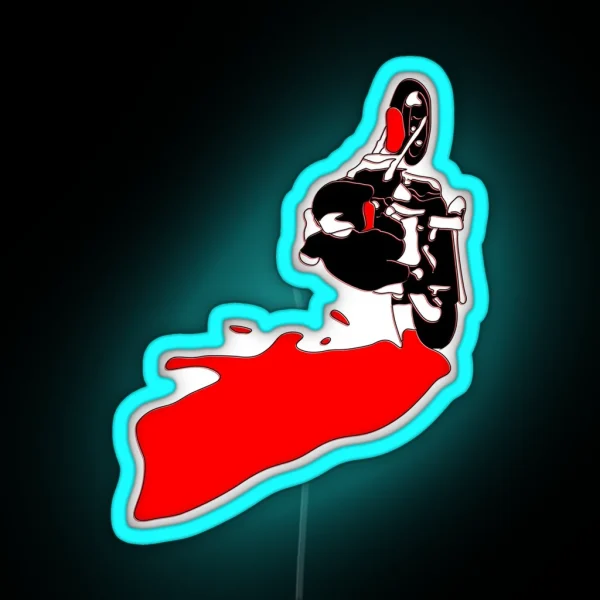 Biker In Action Bold Motorcycle Art RGB Neon Sign