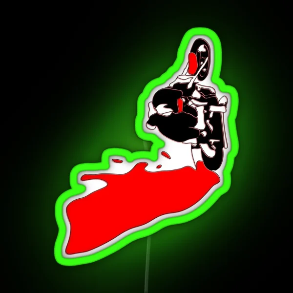 Biker In Action Bold Motorcycle Art RGB Neon Sign