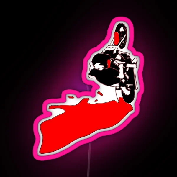 Biker In Action Bold Motorcycle Art RGB Neon Sign