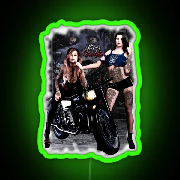 Biker Lifestyle Girl RGB Neon Sign