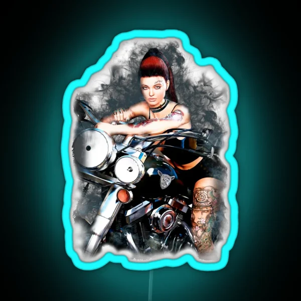 Biker Lifestyle Girl V1 RGB Neon Sign