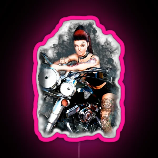 Biker Lifestyle Girl V1 RGB Neon Sign