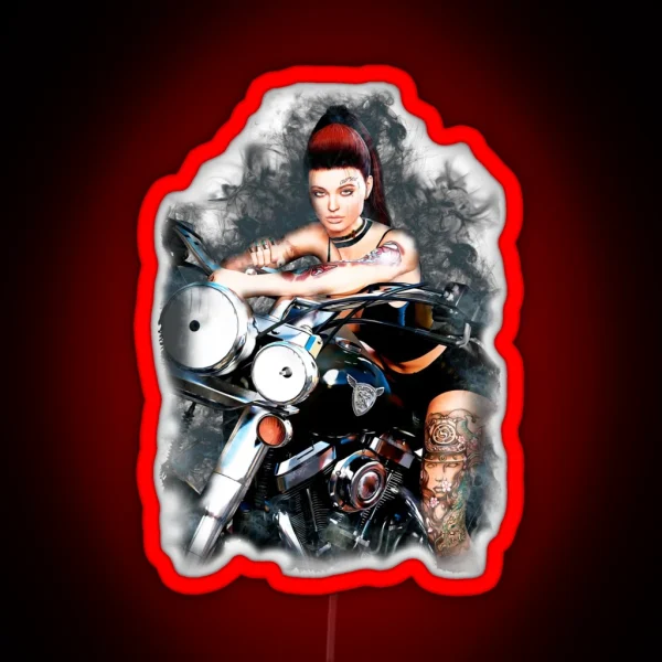 Biker Lifestyle Girl V1 RGB Neon Sign