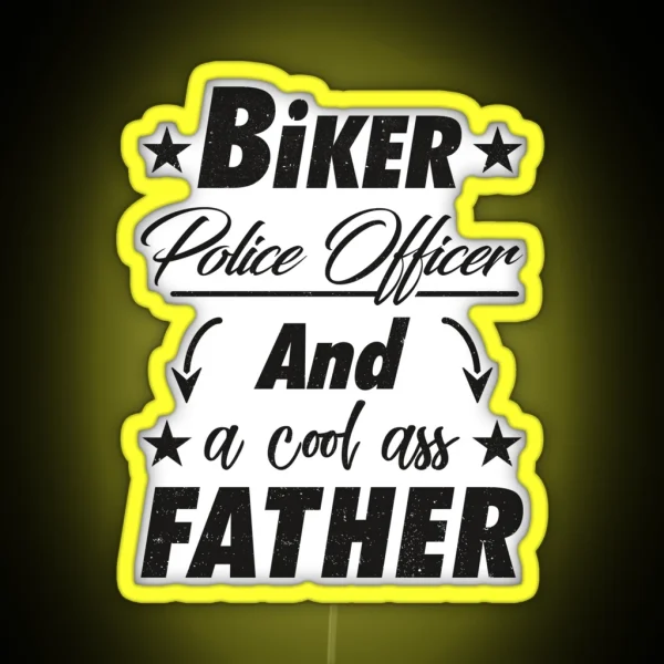 Biker Police Officer Father RGB Neon Sign