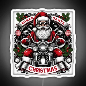 Biker Santa Christmas D4 RGB Neon Sign