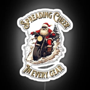 Biker Santa Claus RGB Neon Sign