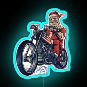 Biker Santa Claus RGB Neon Sign