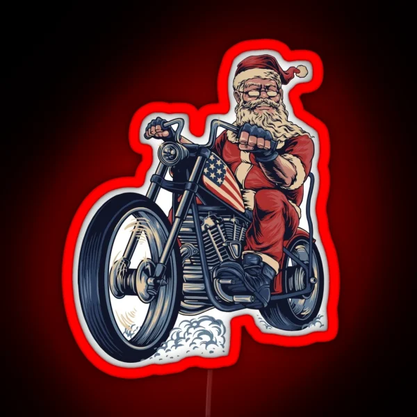 Biker Santa Claus RGB Neon Sign