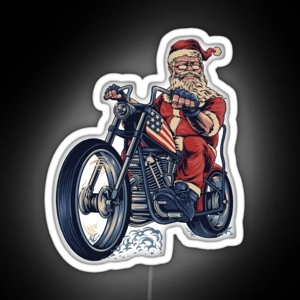 Biker Santa Claus RGB Neon Sign