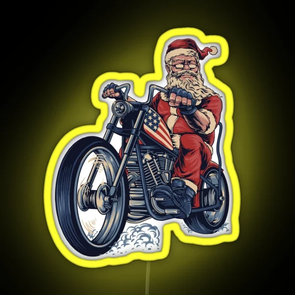 Biker Santa Claus RGB Neon Sign