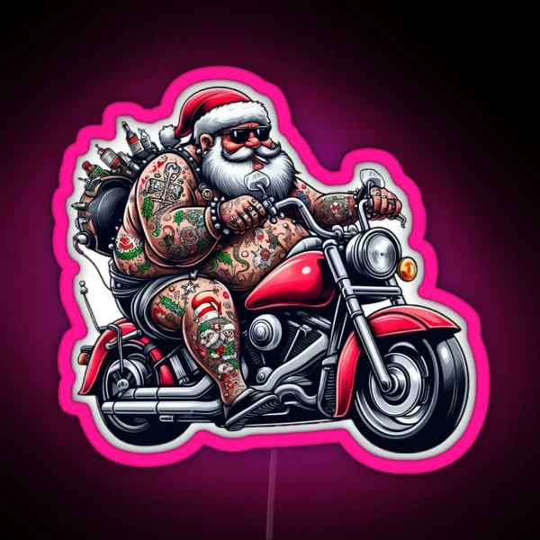 Biker Santa RGB Neon Sign