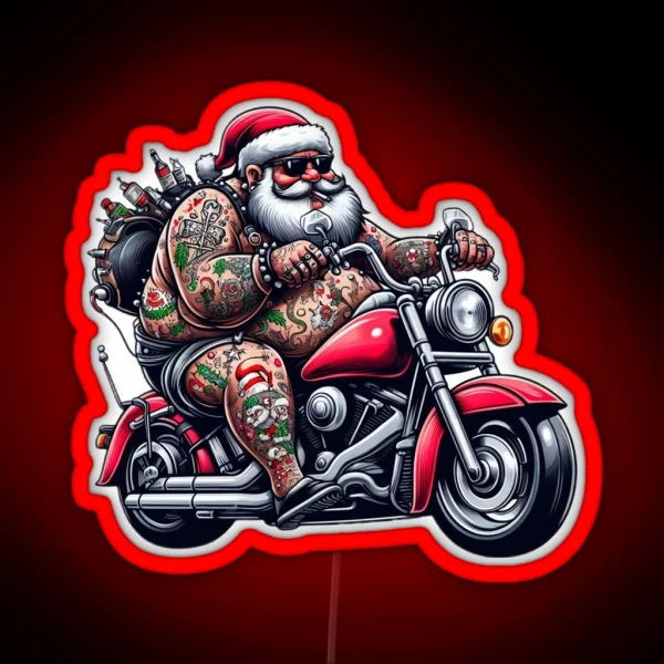 Biker Santa RGB Neon Sign