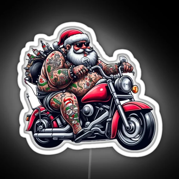 Biker Santa RGB Neon Sign
