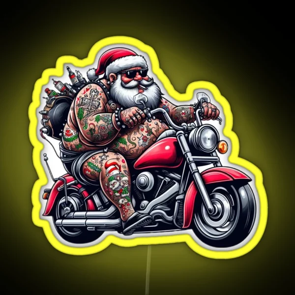 Biker Santa RGB Neon Sign