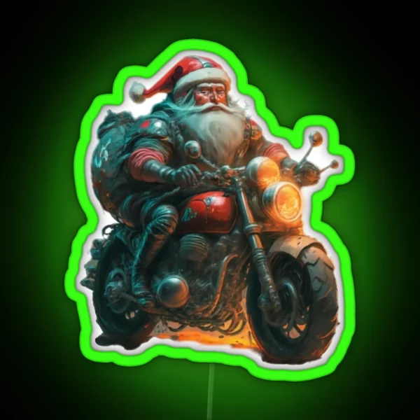 Biker Santa RGB Neon Sign