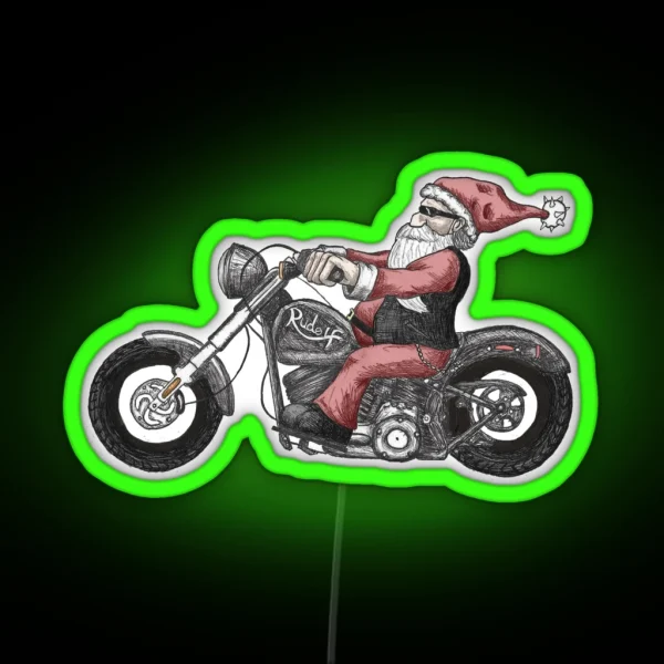 Biker Santa RGB Neon Sign