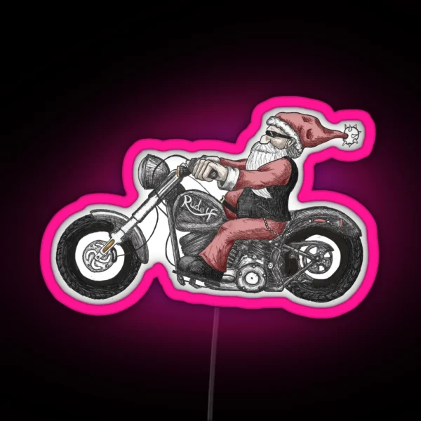 Biker Santa RGB Neon Sign