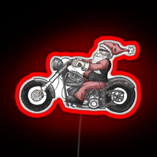 Biker Santa RGB Neon Sign