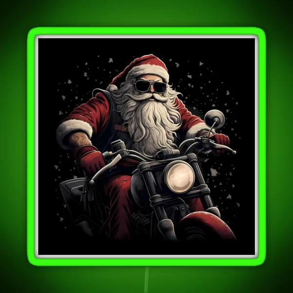 Biker Santa RGB Neon Sign