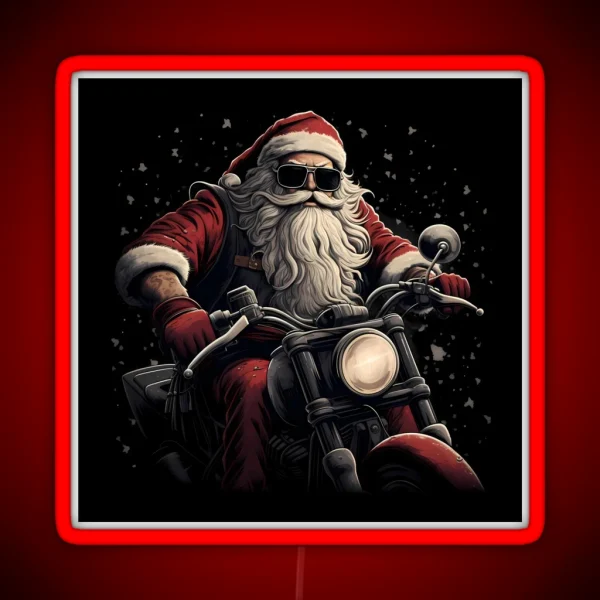 Biker Santa RGB Neon Sign