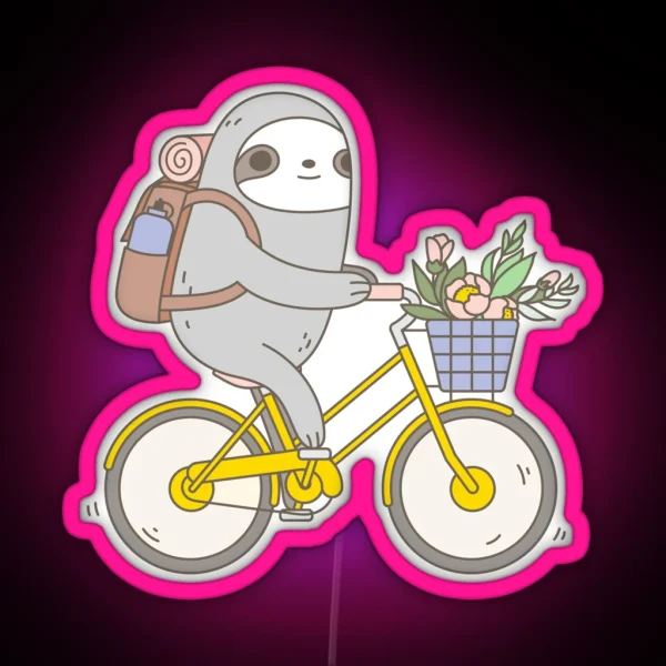 Biking Sloth RGB Neon Sign