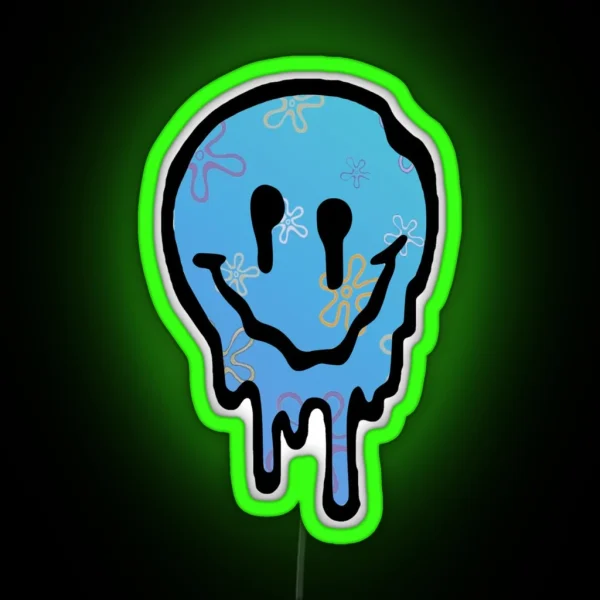 Bikini Bottom Drippy Smiley Face RGB Neon Sign