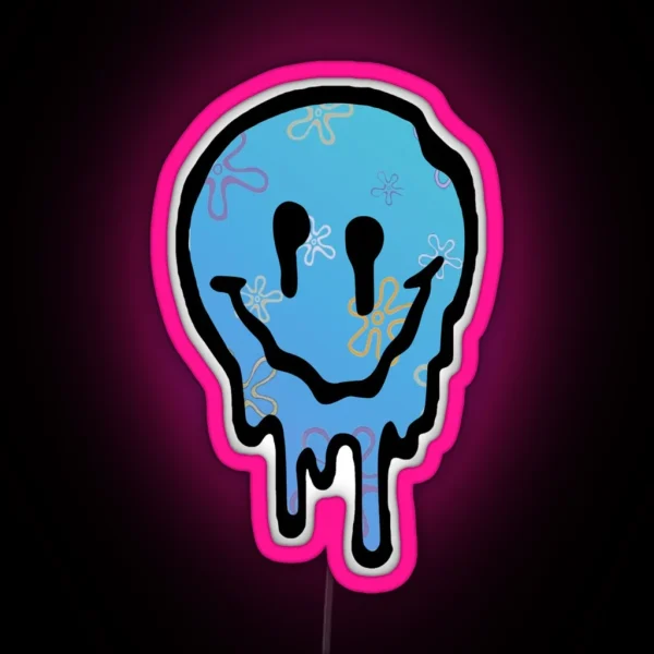 Bikini Bottom Drippy Smiley Face RGB Neon Sign