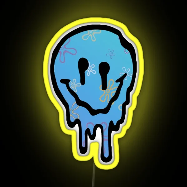 Bikini Bottom Drippy Smiley Face RGB Neon Sign