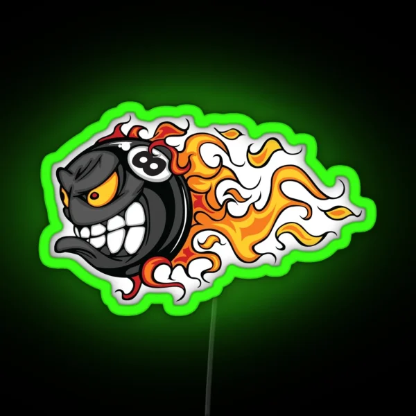 Billiars Pool Ball In Flames RGB Neon Sign