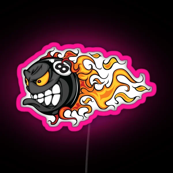 Billiars Pool Ball In Flames RGB Neon Sign