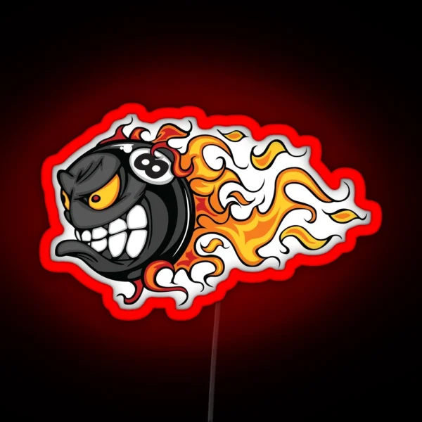 Billiars Pool Ball In Flames RGB Neon Sign
