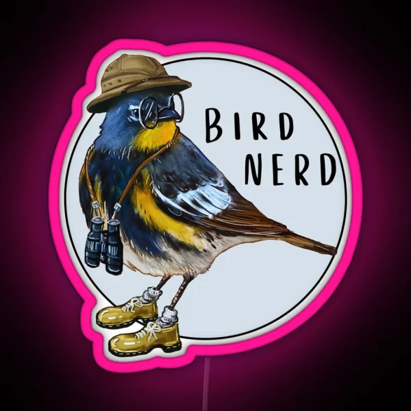 Bird Nerd Yellow Rumped Warbler RGB Neon Sign