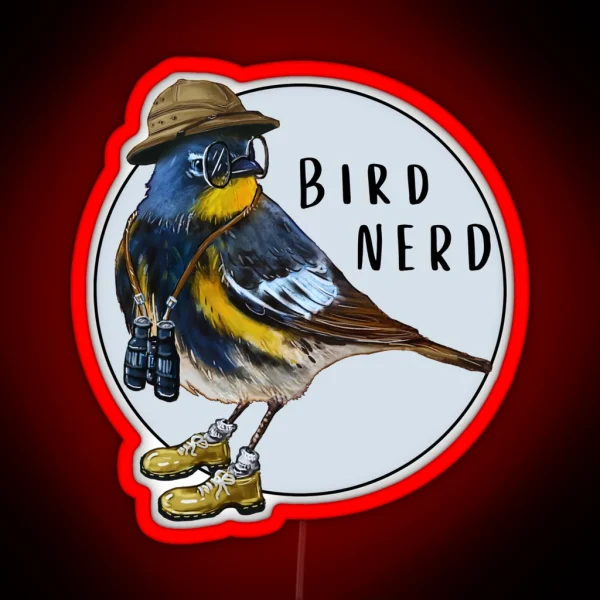 Bird Nerd Yellow Rumped Warbler RGB Neon Sign
