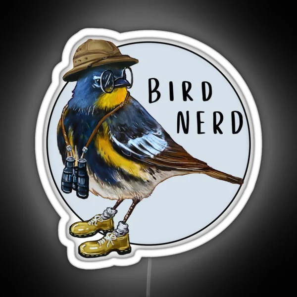 Bird Nerd Yellow Rumped Warbler RGB Neon Sign