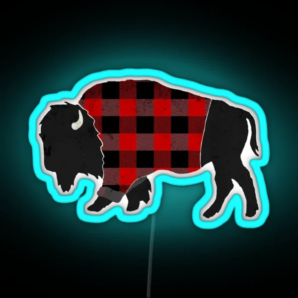 Bison Buffalo Plaid RGB Neon Sign