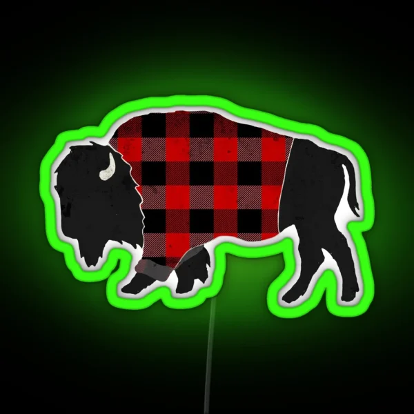 Bison Buffalo Plaid RGB Neon Sign
