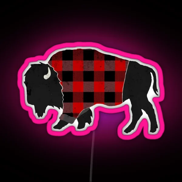 Bison Buffalo Plaid RGB Neon Sign