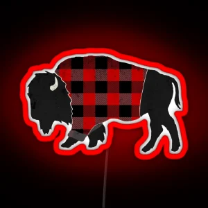 Bison Buffalo Plaid RGB Neon Sign