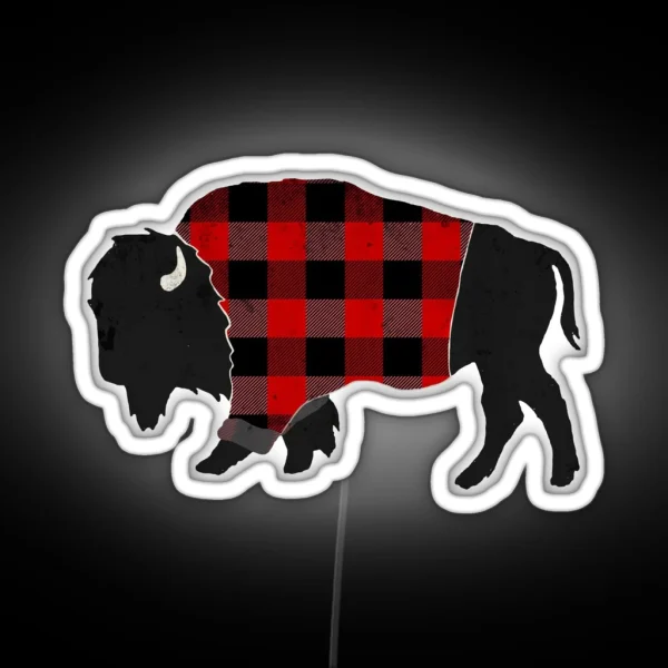 Bison Buffalo Plaid RGB Neon Sign