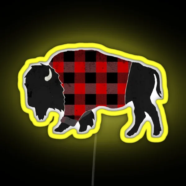 Bison Buffalo Plaid RGB Neon Sign