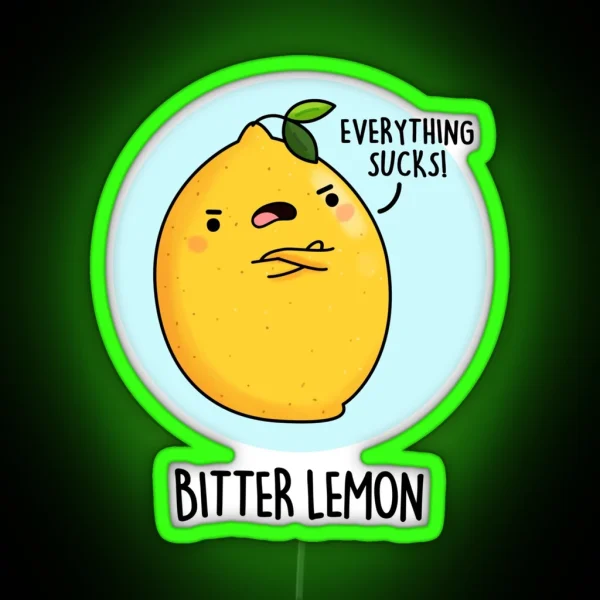 Bitter Lemon Funny Fruit Puns RGB Neon Sign