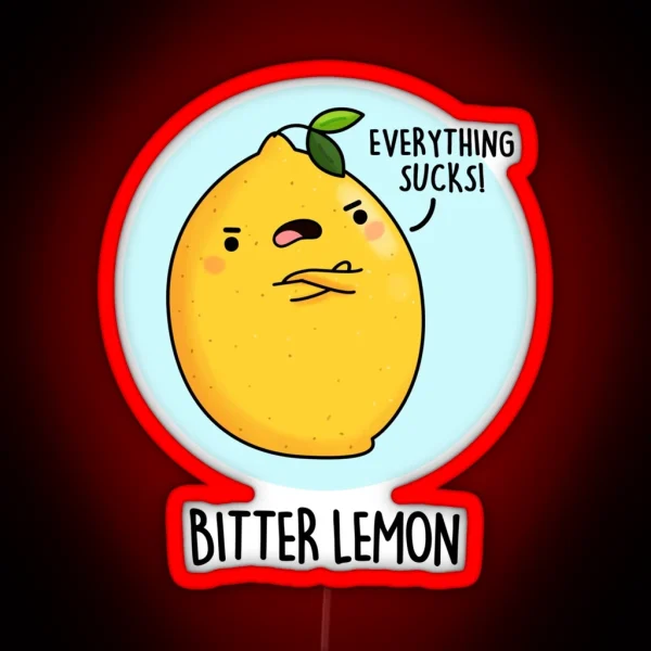 Bitter Lemon Funny Fruit Puns RGB Neon Sign