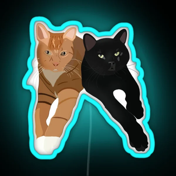 Black And Orange Cat Portrait RGB Neon Sign