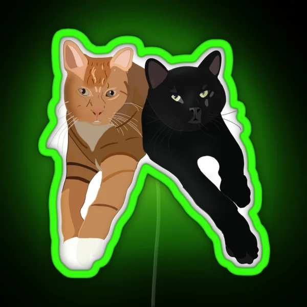 Black And Orange Cat Portrait RGB Neon Sign