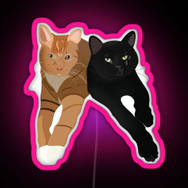 Black And Orange Cat Portrait RGB Neon Sign