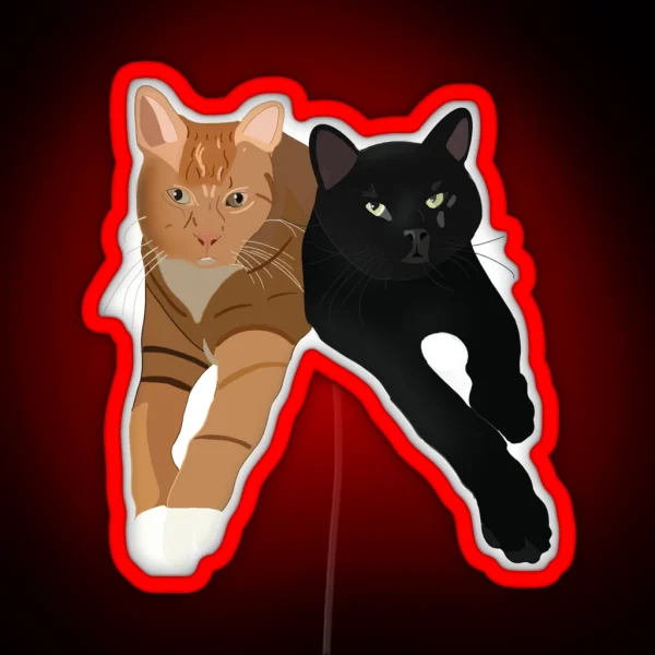 Black And Orange Cat Portrait RGB Neon Sign