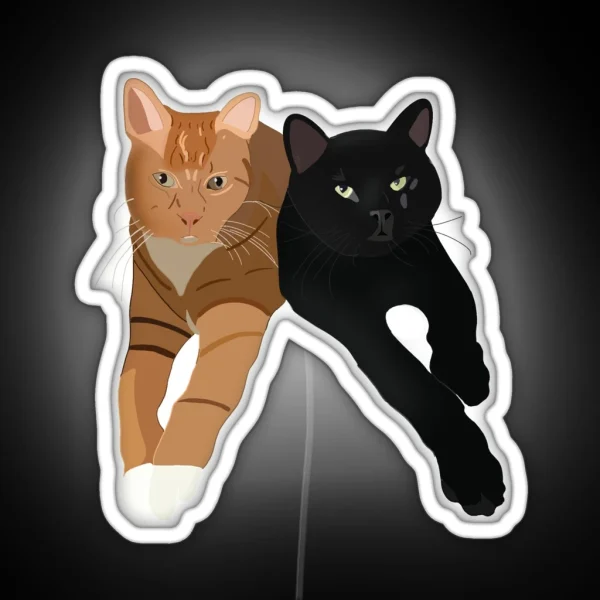 Black And Orange Cat Portrait RGB Neon Sign