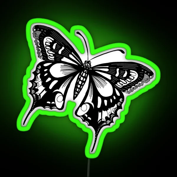 Black And White Butterfly RGB Neon Sign