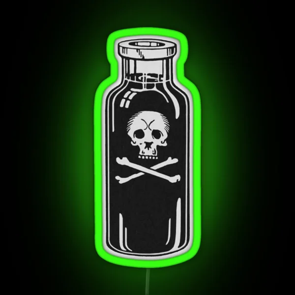 Black And White Deadly Poison Skull Tattoo RGB Neon Sign